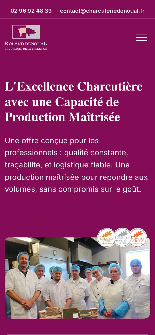 Site Charcuterie Roland Denoual, version mobile