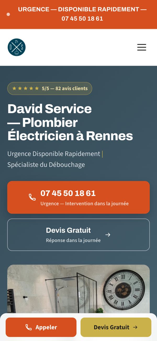 Site DS Plomberie & Électricité, version mobile