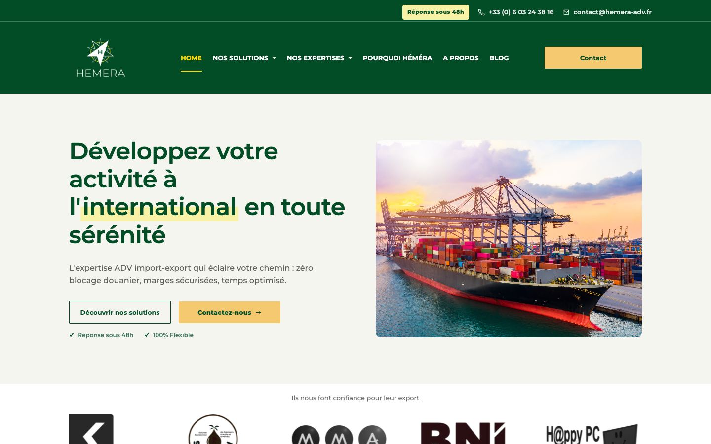 Page d'accueil du site Héméra, version ordinateur