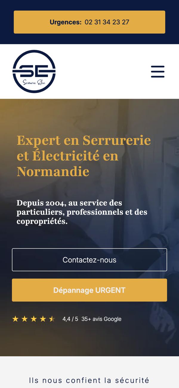 Site Serrure Elec, version mobile